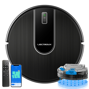 Aspirador de pó robô LIECTROUX L200-U, combo de esfregona seca e úmida, mapeamento inteligente, aplicativo WiFi, sucção 4KPa, motor sem escova, funciona com Alexa e Google Assistant, ideal para pêlos de animais, carpete, piso duro Aspirador de pó robô LIECTROUX L200-U, combo de esfregona seca e úmida, mapeamento inteligente, aplicativo WiFi, sucção 4KPa, motor sem escova, funciona com Alexa e Google Assistant, ideal para pêlos de animais, carpete, piso duro